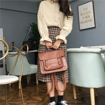 Vintage Schulranzen Rucksack - Braun - Rucksack Schulranzen Rucksack