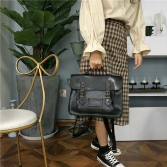 Vintage Schulranzen Rucksack - Schwarz - Rucksack Tasche