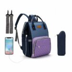 Wickeltasche mit USB-Anschluss und Kühltasche - Violett - Wickeltasche Wickeltasche