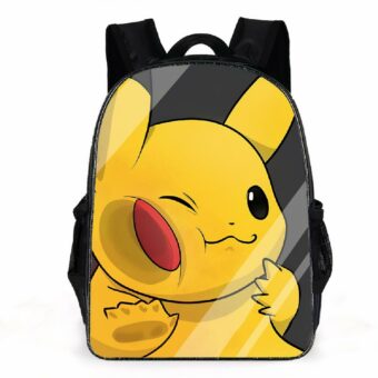 Pikachu Rucksack gelb und schwarz mit weißem Hintergrund