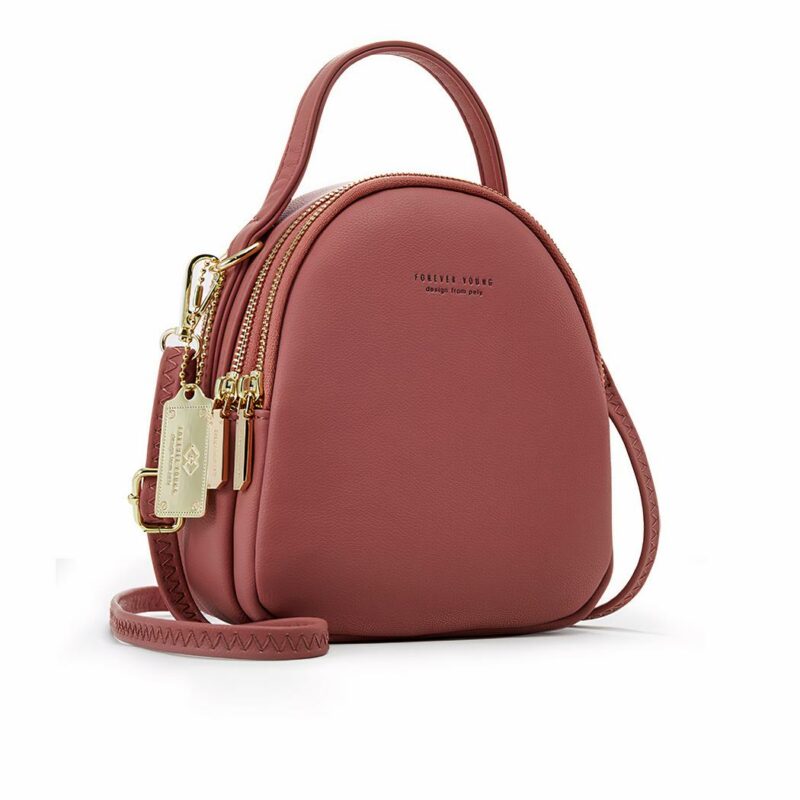 Kleiner Multi-Reißverschluss-Rucksack für Frauen - Dunkelrosa - Rucksäcke Rucksäcke