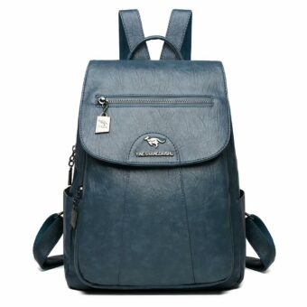 Damen Rucksack aus Leder - Blau - Rucksack Rucksack aus Leder für Frauen