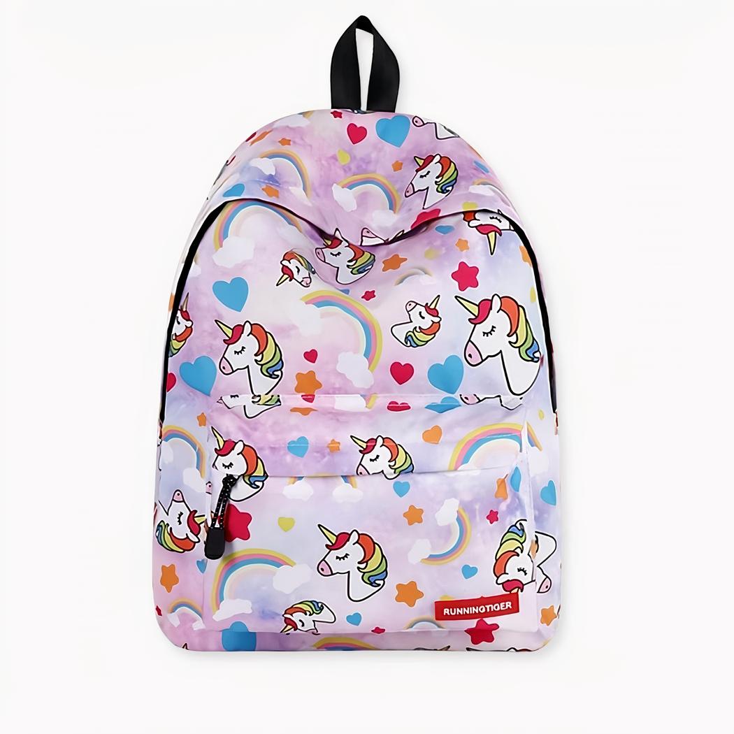 Bagtrotter Rucksack 37 Cm Für Kinder – Mit Pferd & Einhorn Design, Violett/rosa, 2 Reißverschlussfächer, 100% Polyester