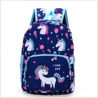 Kinderrucksack mit Einhorndruck - Dunkelblau - Schulrucksack Kinderrucksack