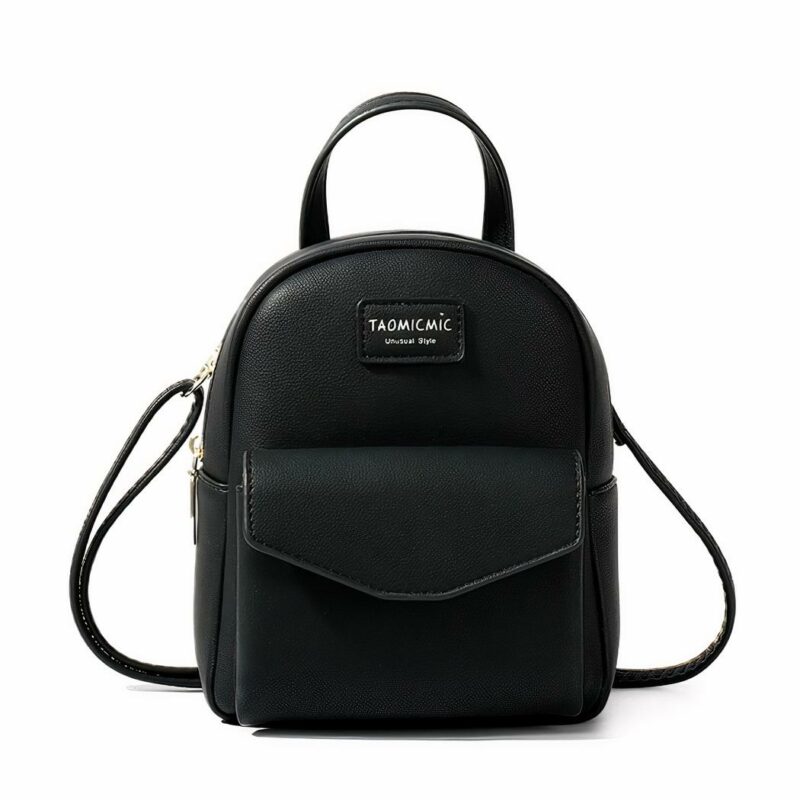Kleiner Damen-Rucksack aus veganem Kunstleder - Schwarz - Handtasche Rucksack