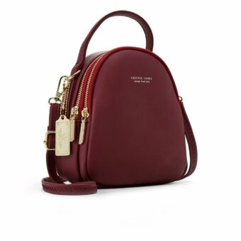 Kleiner Multi-Reißverschluss-Rucksack für Frauen - Rot - Schultertasche Handtasche