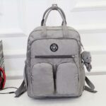 Damen Rucksack aus Nylon - Grau - Schulrucksack Rucksack