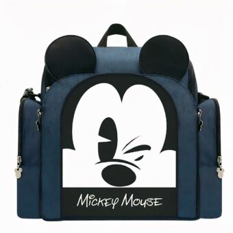 Hier ist eine niedliche Wickeltasche für Mickey-Mouse-Fans Mütter. Dieser Mickey Mouse Rucksack wird Sie auf einem Spaziergang oder einer Reise mit Ihrem Baby begleiten. Mit den vielen Taschen können Sie alle Sachen und die Pflege Ihres Babys überall hin mitnehmen.