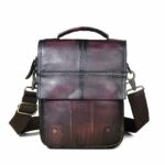 Rucksack mit Schulterriemen aus Leder - Rot - Kuriertasche aus Leder