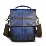 Rucksack mit Schulterriemen aus Leder - Blau - Messenger Bag Handtasche