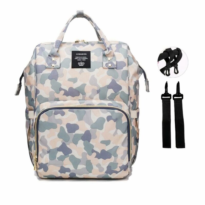 Camouflage-Rucksack für Mütter - Grau - Windel Wickeltasche