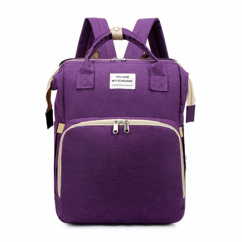 Tragbare, faltbare Wiegentasche für Mütter - Violett - Rucksack Tasche