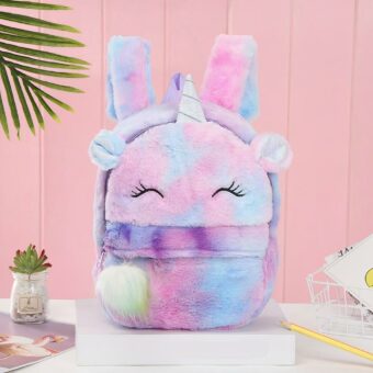 Einhorn Plüsch Mädchen Rucksack - Violett - Schulrucksack Rucksack