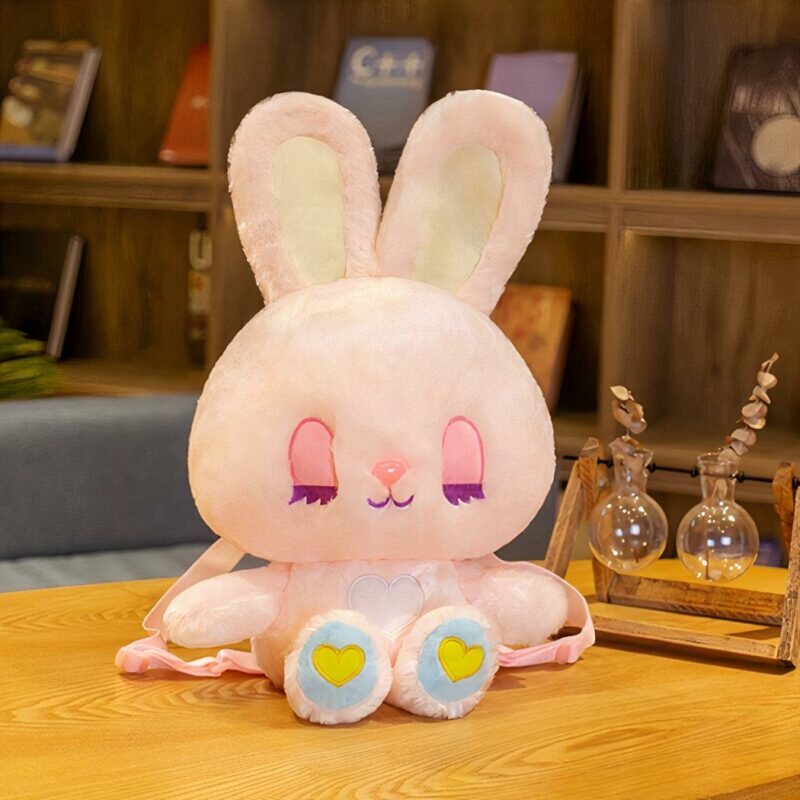 Kinder Rucksack aus Plüsch Kaninchen - Rosa - Engel Kaninchen Plüsch