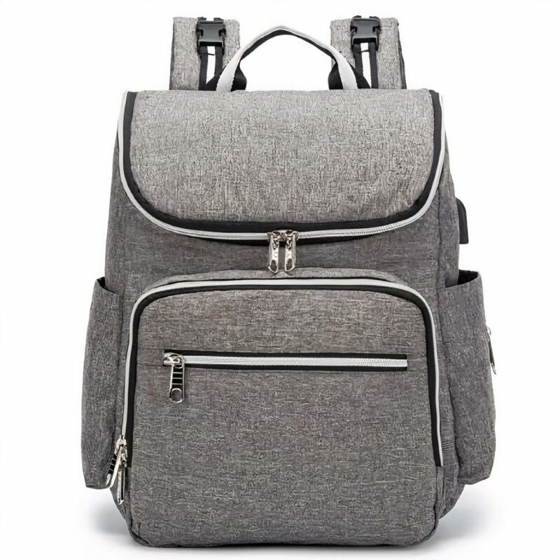 Multifunktionale Wickeltasche mit USB-Anschluss - Grau - Rucksack Handtasche
