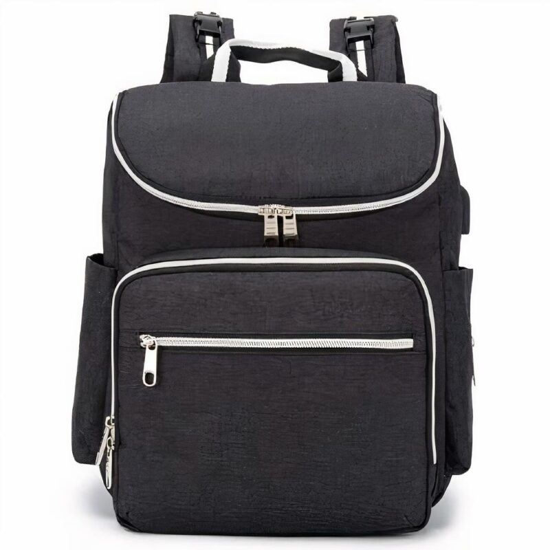 Multifunktionale Wickeltasche mit USB-Anschluss - Schwarz - Gepäckrucksack