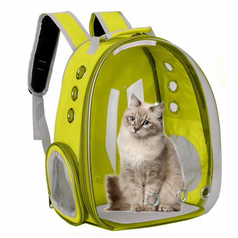 Transparenter Rucksack für kleine Haustiere - Gelb - Katze Hund