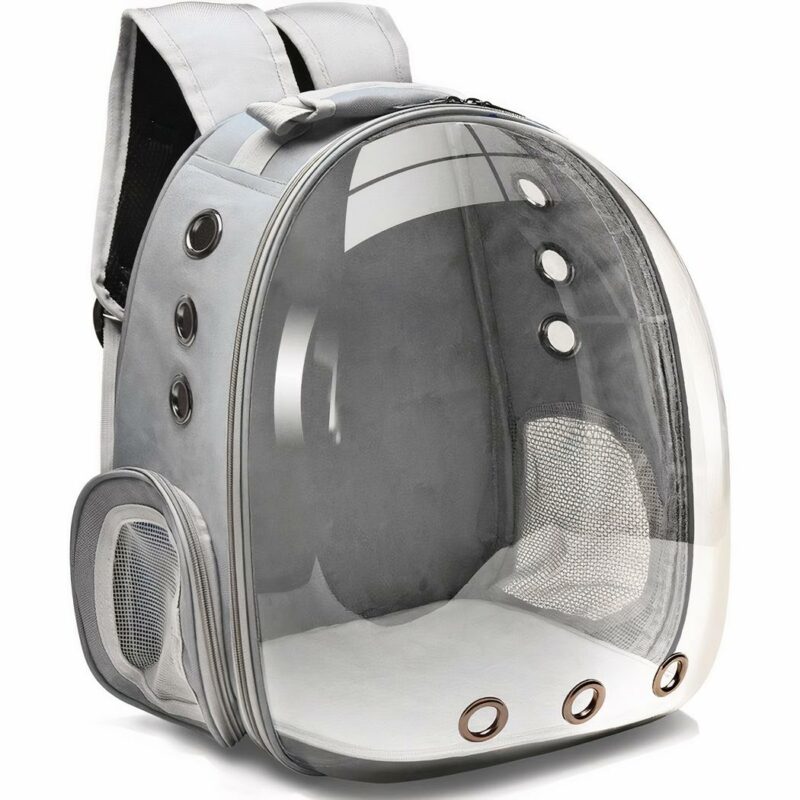 Transparenter Rucksack für kleine Haustiere - Grau - Katze Hund