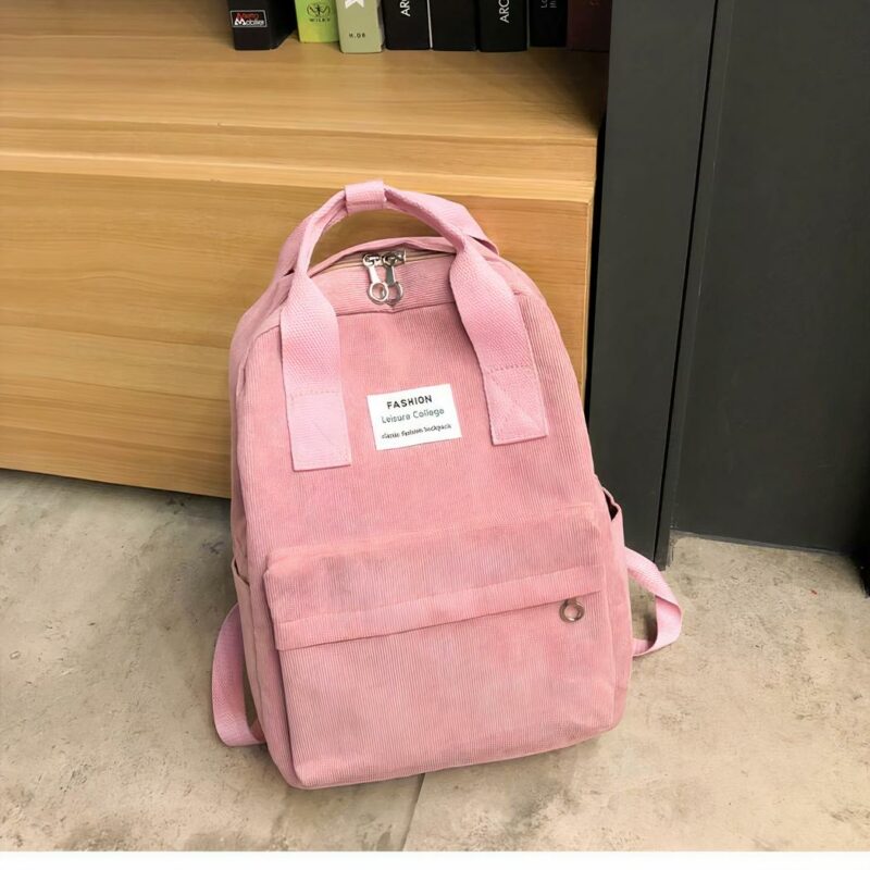 Damen Computer Rucksack aus Cord - Rosa - Schulrucksack Rucksack