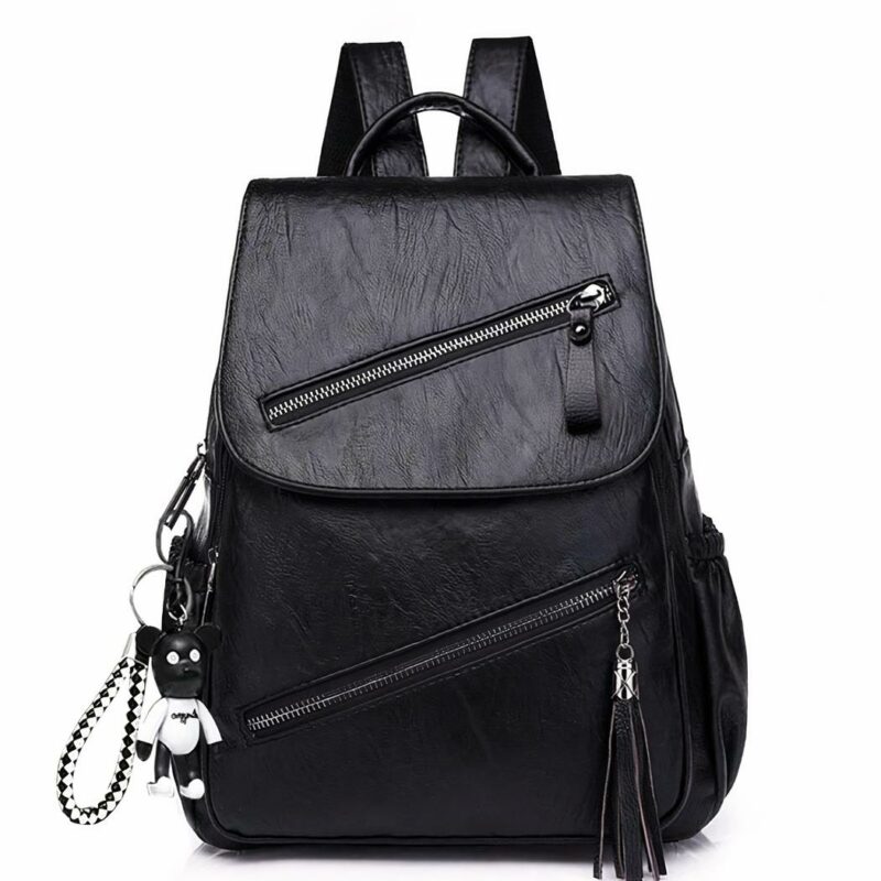 Vintage Rucksack aus Kunstleder - Schwarz - Rucksack Handtasche