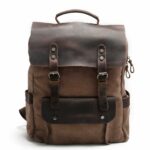 Retro Schulranzen Rucksack - Braun - Rucksack Rucksack Laptop Rucksack