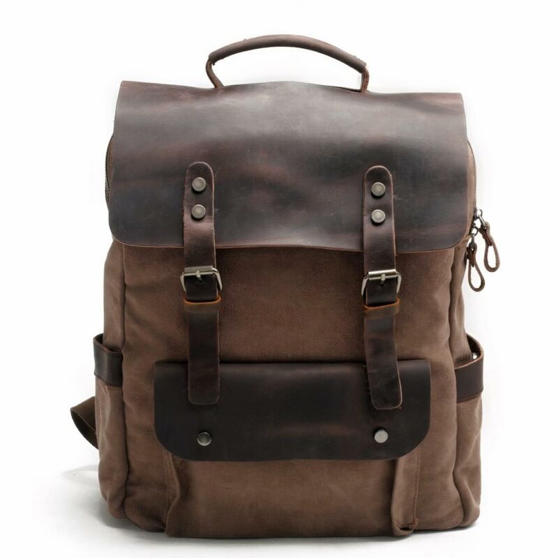 Retro Schulranzen Rucksack - Braun - Rucksack Rucksack Laptop Rucksack
