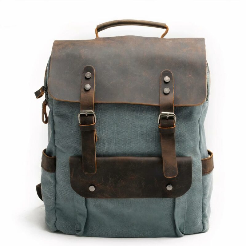 Retro Schulranzen Rucksack - Blau - Rucksack Rucksack Laptop Rucksack