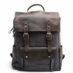 Retro Schulranzen Rucksack - Grau - Rucksack Rucksack Laptop Rucksack