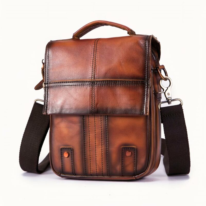 Rucksack mit Schulterriemen aus Leder - Camel - Kuriertasche aus Leder