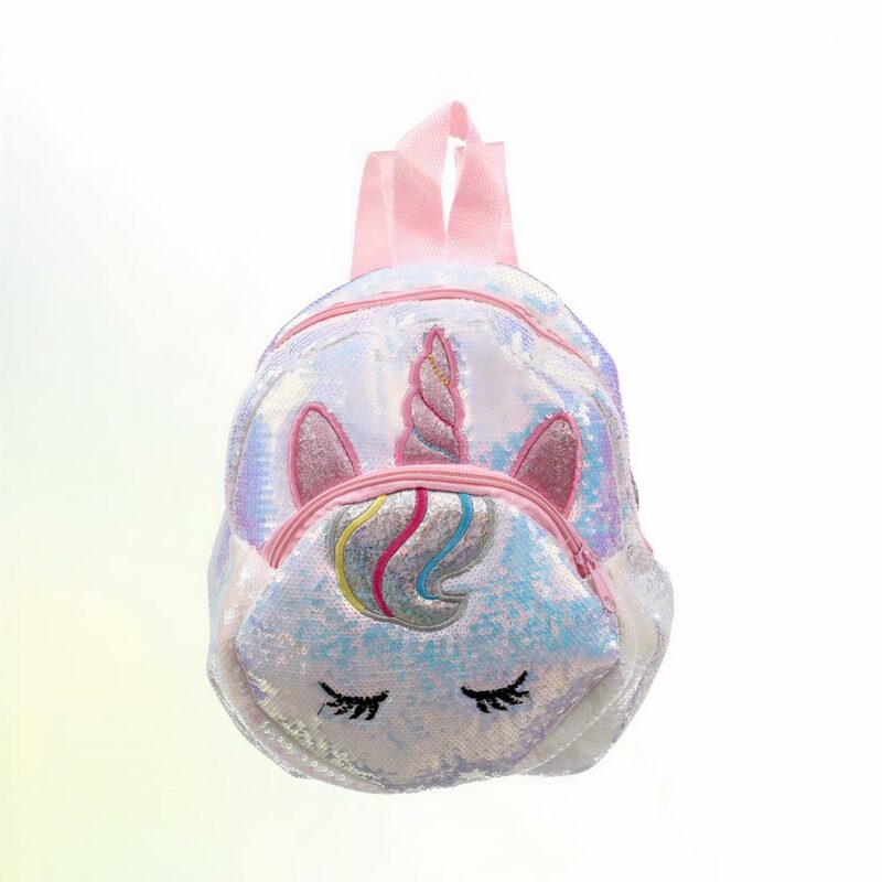Einhorn Kinder Rucksack mit glänzenden Pailletten - Silber - Kinder Rucksack Rucksack