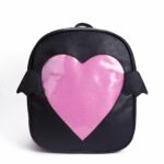 Mädchen Rucksack mit Klappe Herzmuster - Schwarz - Ita-sac Schulrucksack