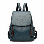 Rucksack aus echtem Leder für Frauen - Blau - Rucksack aus Leder für Frauen Rucksack