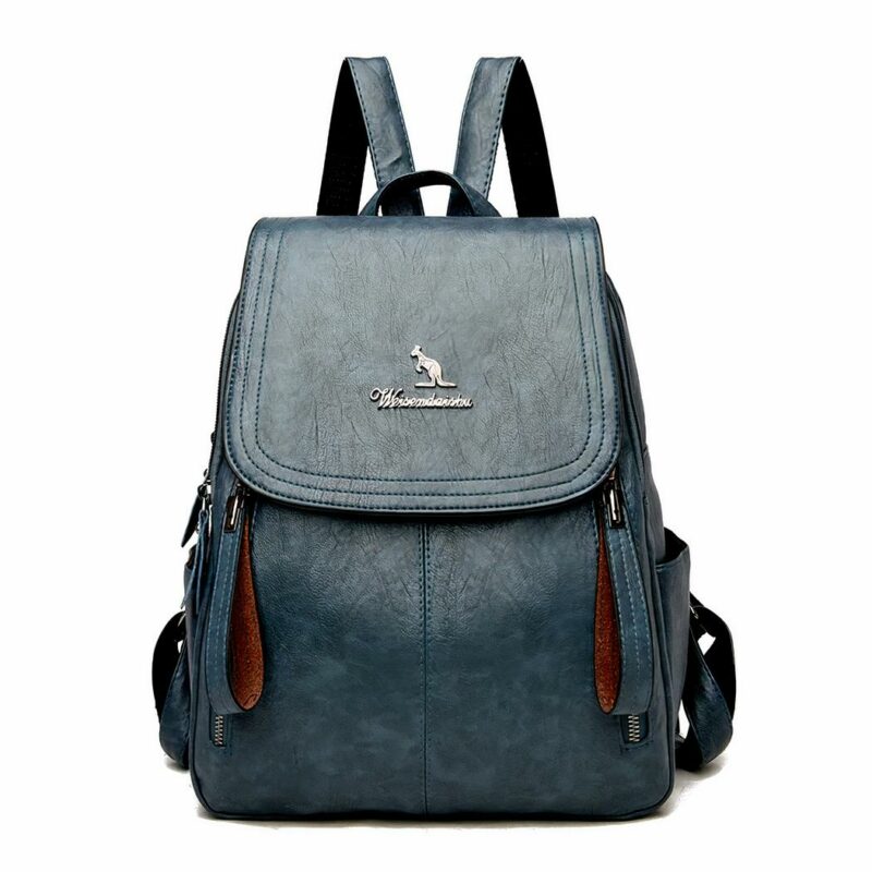 Rucksack aus echtem Leder für Frauen - Blau - Rucksack aus Leder für Frauen Rucksack