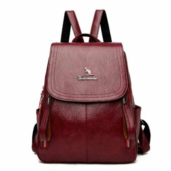 Rucksack aus echtem Leder für Frauen - Rot - Handtasche Tasche
