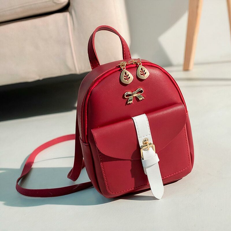 Mini Leder Rucksack Goldschmuck - Rot - Rucksack Rucksack Schulrucksack