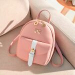 Mini Leder Rucksack mit Goldschmuck - Rosa - Rucksack Rucksack Mädchen