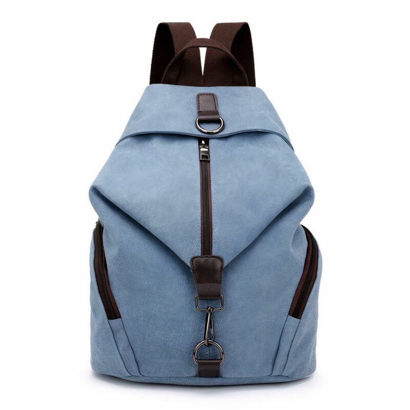 Damen Rucksack im Preppy Style - Hellblau - Schulrucksack Rucksack