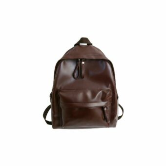 Damen-Rucksack im Preppy-Stil aus Leder - Braun - Leder Handtasche