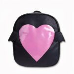 Mädchen Rucksack mit Klappe Herzmuster - Schwarz - Ita-sac Schulrucksack
