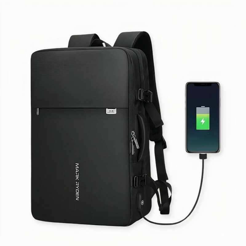 Sac_à_dos_multi_espaces_avec_anti_vol_2 Multi-Raum-Rucksack mit Diebstahlsicherung auf hellgrauem Hintergrund.