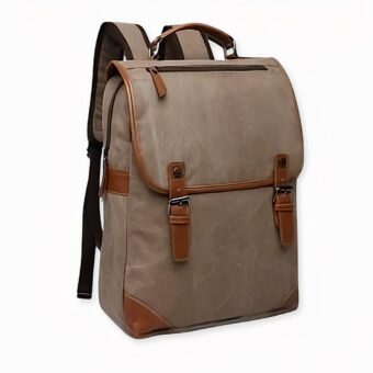 Vintage Canvas Rucksack für Männer - Grau - Laptop Rucksack Schulrucksack