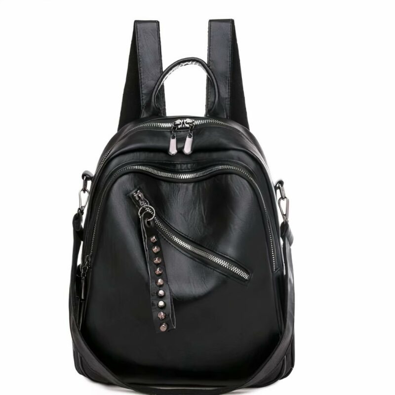 Rucksack aus Leder für Frauen - Schwarz - Handtasche aus Leder
