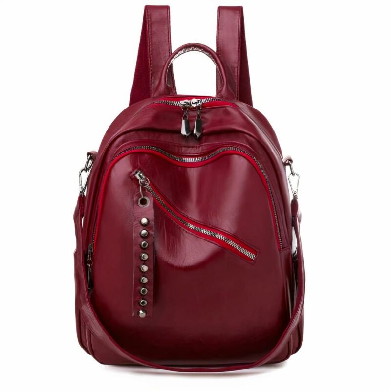 Damen-Rucksack aus Leder - Rot - Handtasche aus Leder