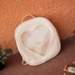 Transparenter Kinderrucksack mit Herzmotiv - Beige - Schulrucksack Rucksack