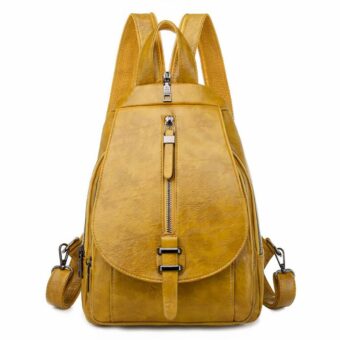 PU-Leder Sommer Rucksack für Frauen - Gelb - Leder Rucksack