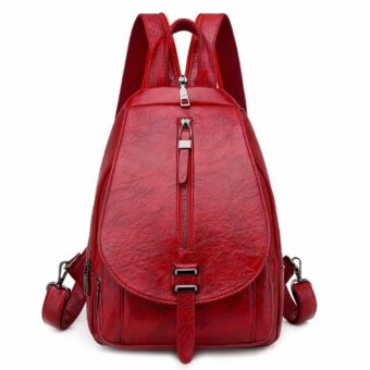 PU-Leder Sommer-Rucksack für Frauen - Rot - Handtasche Rucksack