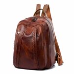 Vintage Damen Rucksack aus PU-Leder - Braun - Rucksack Tasche