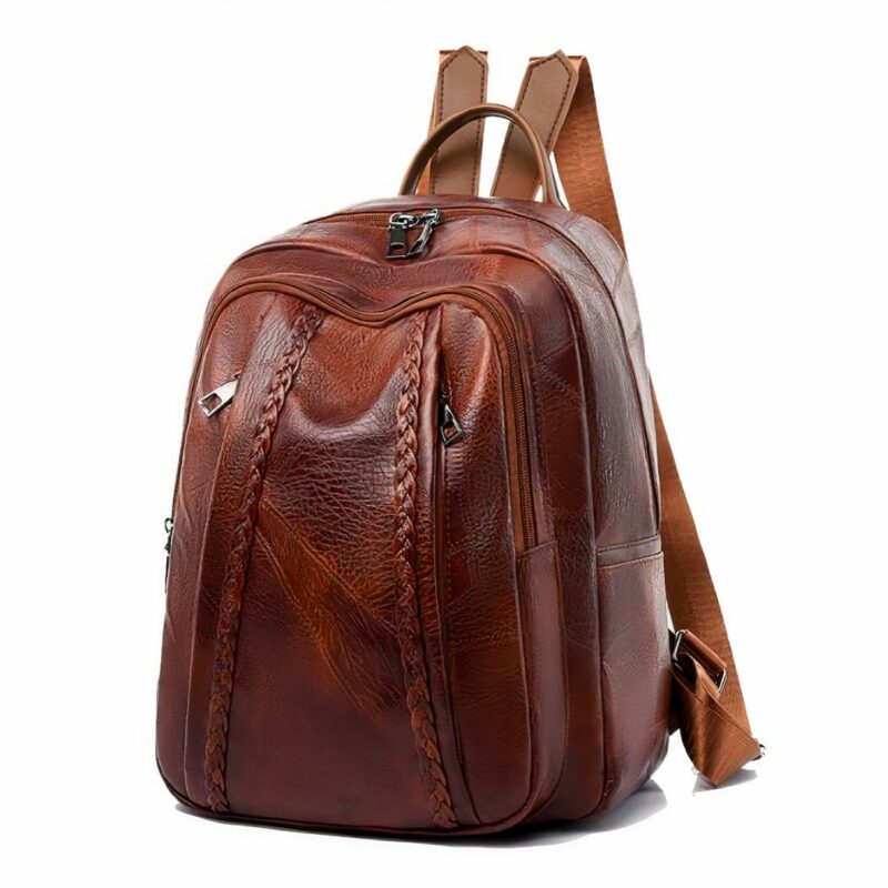 Vintage Damen Rucksack aus PU-Leder - Braun - Rucksack Tasche