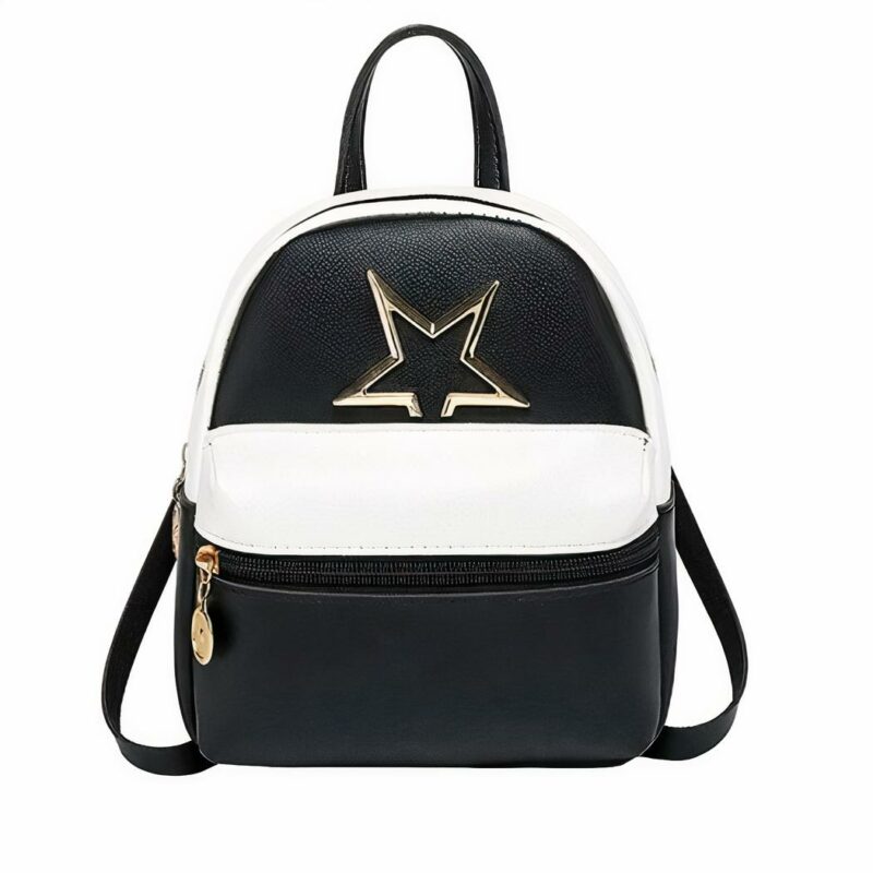 Mini Damen Rucksack aus PU-Leder - Schwarz - Handtasche Rucksack
