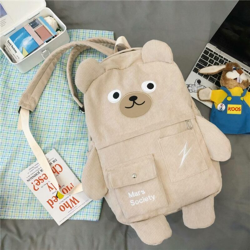 Reise-Rucksack im Bärenstil für den Winter - Weiß - Plüsch Rucksack